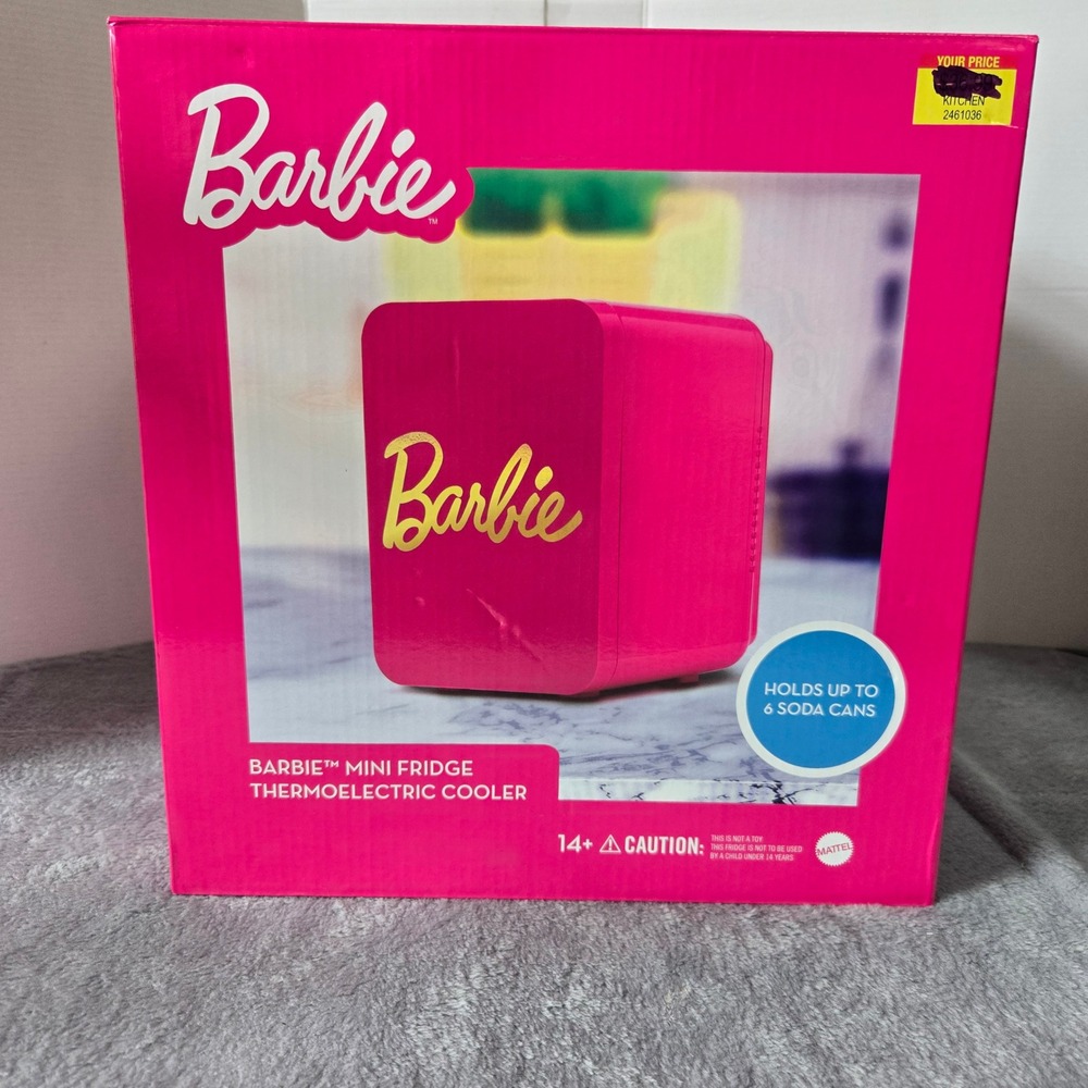 Barbie Mini Fridge Thermoelectric Cooler Pink 4L 6 Can Capacity UKONIC 18681